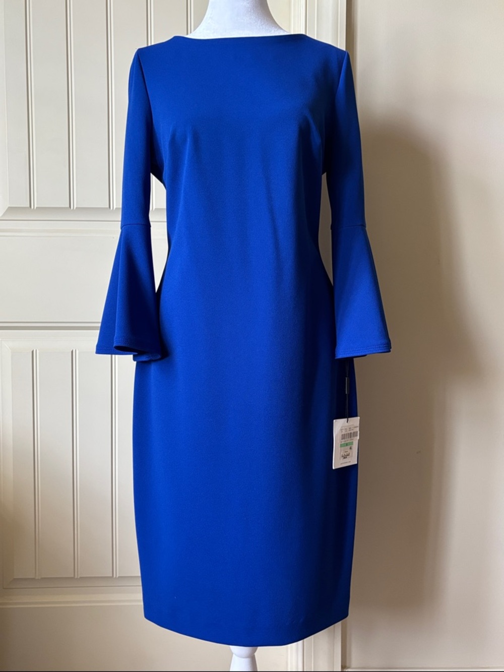 Calvin Klein Royal Blue Bell-Sleeve Sheath Dress